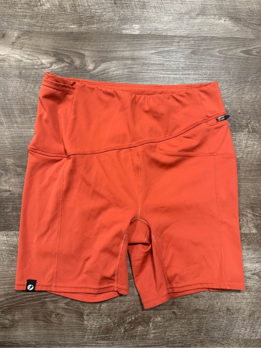 Oiselle Orange Compression Pocket Running Biker Shorts Size 8